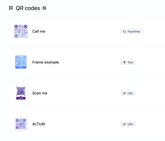 لقطة شاشة لصفحة نظام رموز QR في التطبيق